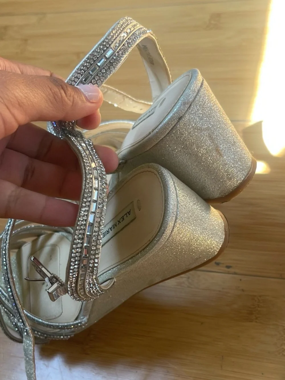 Alex Marie Silver Glitter Sandals